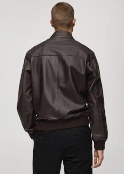 MANGO Kurtki I Koszule Wierzchnie|Skóra*Kurtka skórzana biker z kieszeniami