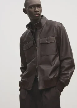 MANGO Kurtki I Koszule Wierzchnie|Skóra*Kurtka skórzana biker z kieszeniami