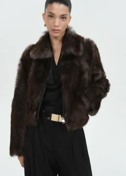 MANGO Kurtki|Skóra*Kurtka skórzana ze sztucznym futerkiem