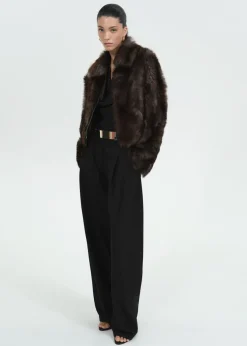 MANGO Kurtki|Skóra*Kurtka skórzana ze sztucznym futerkiem