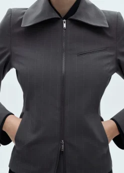 MANGO Kurtki*Kurtka w paski z dwustronnym zapięciem na zamek