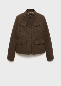 MANGO Kurtki*Kurtka wełniana w drobną pepitkę