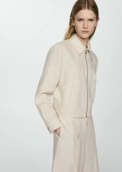 MANGO Kurtki*Kurtka z 100% lnu na zamek