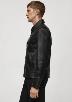 MANGO Kurtki I Koszule Wierzchnie|Skóra*Kurtka z 100% skóry z kieszeniami