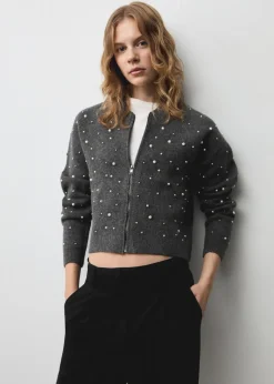 MANGO Kurtki*Kurtka z dzianiny z perłami
