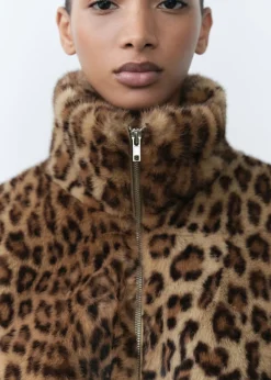 MANGO Płaszcze|Kurtki*Kurtka z imitacji futra w lamparcie cętki