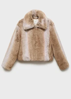 MANGO Płaszcze|Kurtki*Kurtka z imitacji futra z klapami
