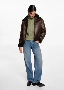 MANGO Płaszcze I Kurtki*Kurtka z imitacji skóry z barankiem