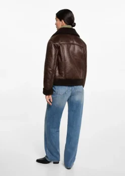 MANGO Płaszcze I Kurtki*Kurtka z imitacji skóry z barankiem