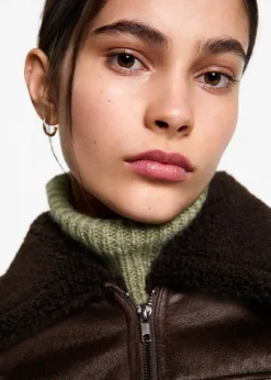 MANGO Płaszcze I Kurtki*Kurtka z imitacji skóry z barankiem