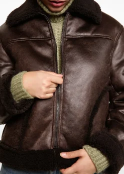 MANGO Płaszcze I Kurtki*Kurtka z imitacji skóry z barankiem