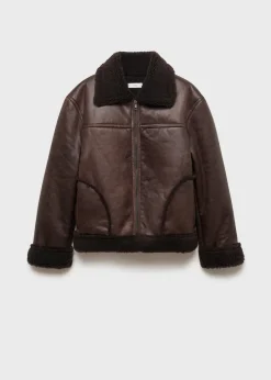 MANGO Płaszcze I Kurtki*Kurtka z imitacji skóry z barankiem