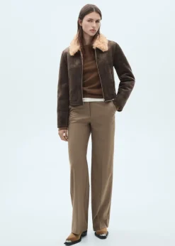 MANGO Płaszcze|Kurtki*Kurtka z imitacji zamszu z kołnierzem z baranka