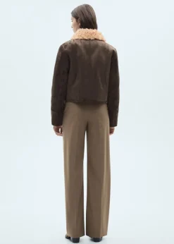 MANGO Płaszcze|Kurtki*Kurtka z imitacji zamszu z kołnierzem z baranka