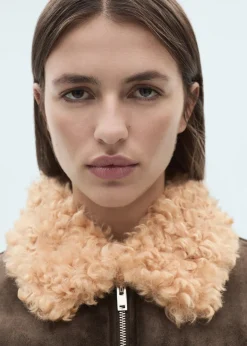 MANGO Płaszcze|Kurtki*Kurtka z imitacji zamszu z kołnierzem z baranka