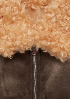 MANGO Płaszcze|Kurtki*Kurtka z imitacji zamszu z kołnierzem z baranka