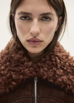 MANGO Płaszcze|Kurtki*Kurtka z imitacji zamszu z kołnierzem z baranka