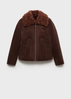 MANGO Płaszcze|Kurtki*Kurtka z imitacji zamszu z kołnierzem z baranka