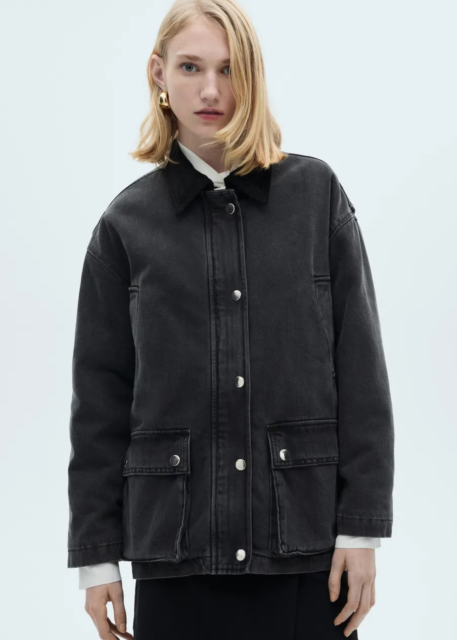 MANGO Płaszcze|Kurtki*Kurtka z kieszeniami i sztruksowym kołnierzem