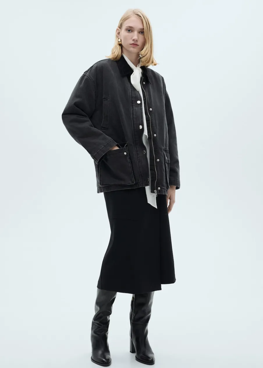 MANGO Płaszcze|Kurtki*Kurtka z kieszeniami i sztruksowym kołnierzem