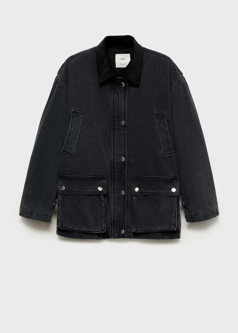 MANGO Płaszcze|Kurtki*Kurtka z kieszeniami i sztruksowym kołnierzem