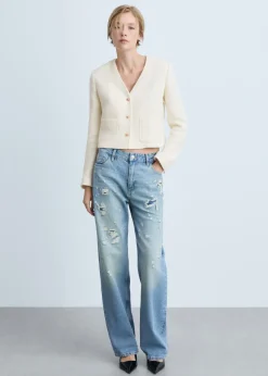 MANGO Kurtki*Kurtka z tweedu z dekoltem w serek