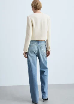 MANGO Kurtki*Kurtka z tweedu z dekoltem w serek