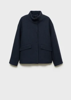 MANGO Kurtki*Kurtka z wełny z wysokim kołnierzem