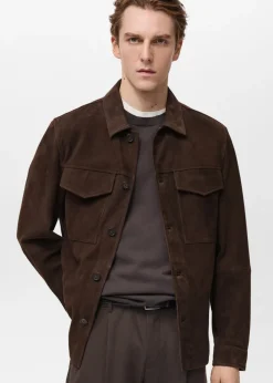 MANGO Kurtki I Koszule Wierzchnie|Skóra*Kurtka z zamszowej skóry z kieszeniami