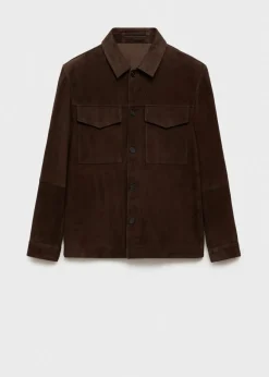 MANGO Kurtki I Koszule Wierzchnie|Skóra*Kurtka z zamszowej skóry z kieszeniami