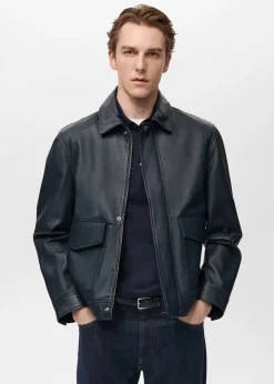 MANGO Kurtki I Koszule Wierzchnie|Skóra*Kurtka ze skóry nappa z kieszeniami