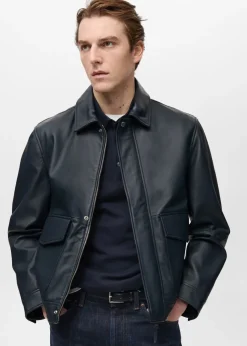 MANGO Kurtki I Koszule Wierzchnie|Skóra*Kurtka ze skóry nappa z kieszeniami