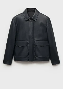 MANGO Kurtki I Koszule Wierzchnie|Skóra*Kurtka ze skóry nappa z kieszeniami