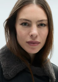 MANGO Płaszcze|Kurtki*Kurtka ze sztucznej skóry z kożuszkiem