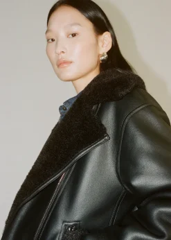 MANGO Płaszcze|Kurtki*Kurtka ze sztucznej skóry z kożuszkiem