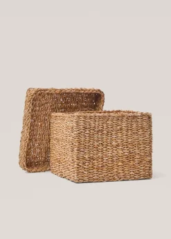 MANGO Kosze Do Sypialni|Kosze Do Salonu*Kwadratowy koszyk z pokrywą 23 x 19 cm