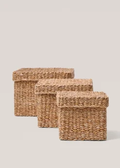 MANGO Kosze Do Sypialni|Kosze Do Salonu*Kwadratowy koszyk z pokrywą 33 x 25 cm