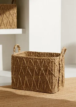 MANGO Kosze Do Sypialni|Kosze Do Salonu*Kwadratowy koszyk z uchwytami 42 x 32 cm