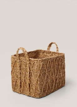 MANGO Kosze Do Sypialni|Kosze Do Salonu*Kwadratowy koszyk z uchwytami 32 x 24 cm