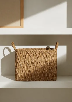 MANGO Kosze Do Sypialni|Kosze Do Salonu*Kwadratowy koszyk z uchwytami 37 x 27 cm