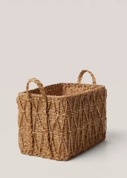 MANGO Kosze Do Sypialni|Kosze Do Salonu*Kwadratowy koszyk z uchwytami 37 x 27 cm