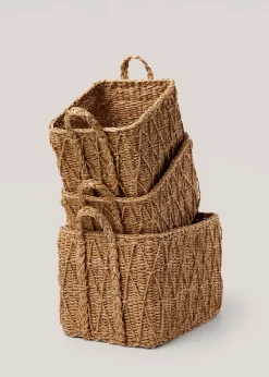 MANGO Kosze Do Sypialni|Kosze Do Salonu*Kwadratowy koszyk z uchwytami 37 x 27 cm