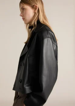 MANGO Płaszcze|Kurtki*Leather effect crop jacket