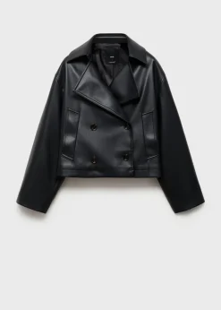 MANGO Płaszcze|Kurtki*Leather effect crop jacket