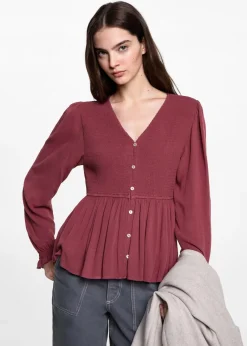 MANGO Koszule I Bluzki*Lejąca bluzka z marszczeniem