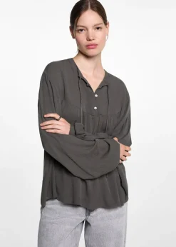 MANGO Koszule I Bluzki*Lejąca bluzka z wiązaniem pod szyją