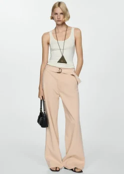 MANGO Dżinsy|Spodnie*Lejące spodnie wideleg z paskiem