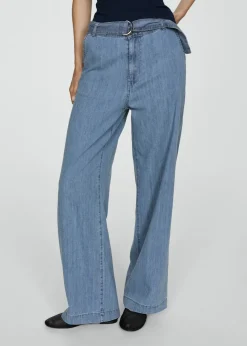 MANGO Dżinsy|Spodnie*Lejące spodnie wideleg z paskiem