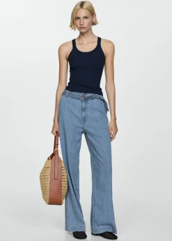 MANGO Dżinsy|Spodnie*Lejące spodnie wideleg z paskiem