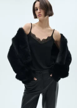 MANGO Topy*Lejący top z koronką